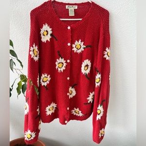 Eddie Bauer Hand Knit Dailey Floral Cardigan